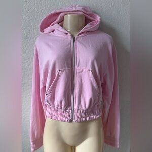 Iris Pink Women's Hooded Sweater pink Y2K 2000s zip up nwt